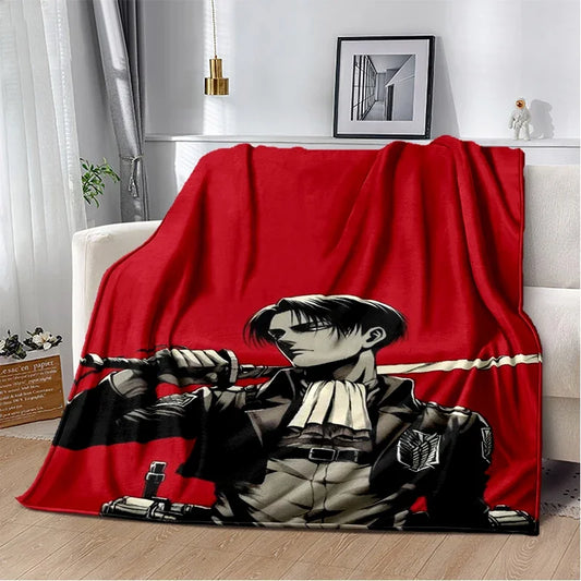 Eren Flannel Blanket – Soft Attack on Titan Throw for Bed & Sofa