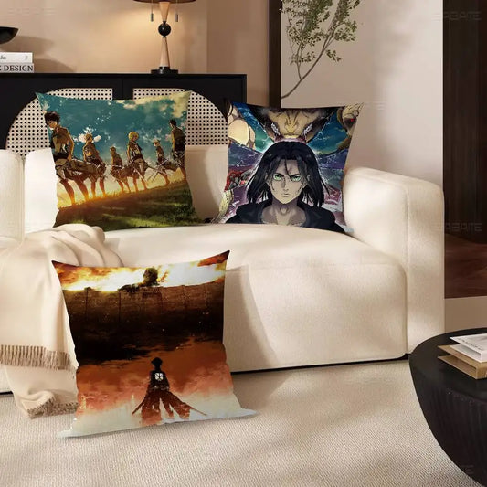 Attack on Titan Pillowcase – Classic Anime Cushion Cover for Home Decor