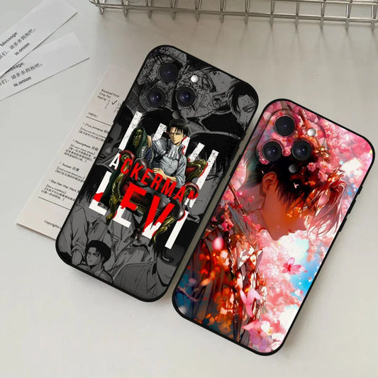 A-Attack On Titan Levi Ackerman Phone Case – Black Shell Cover for iPhone