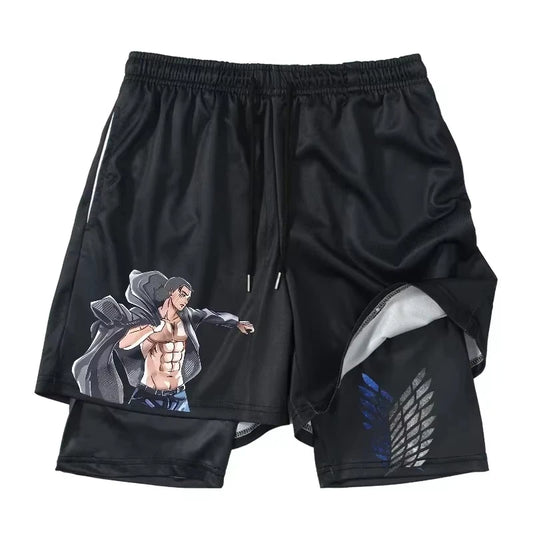 Attack on Titan Print 2-in-1 Gym Shorts