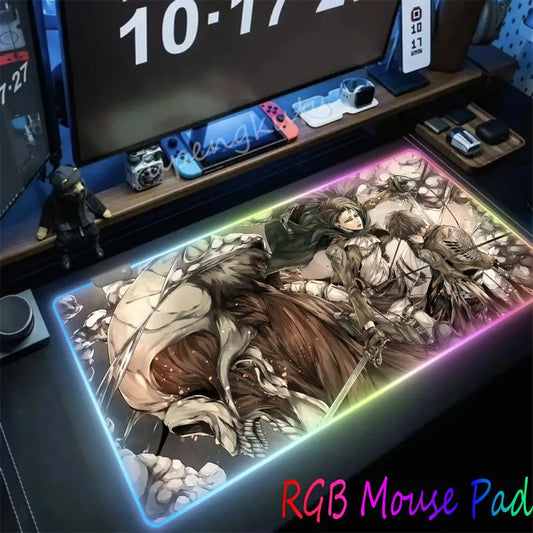 Attack on Titan RGB LED Mouse Pad – Large Anime Gaming Desk Mat