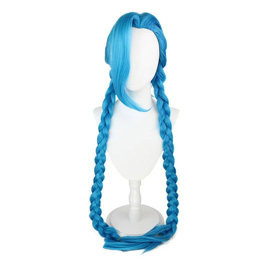 LOL Jinx Cosplay Wig – 120cm Long Blue Braid Heat-Resistant Wig