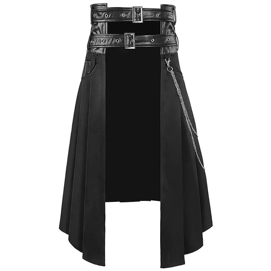 Men’s Leather Skirt – Punk Rock Style Casual Half Skirt