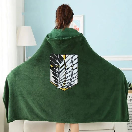 Attack on Titan Survey Corps Blanket Cloak – Flannel Cosplay Hoodie