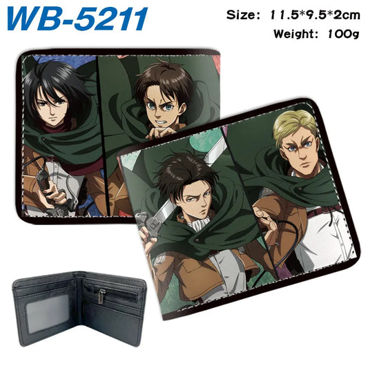 Anime Attack on Titan Folding Leather Wallet – Eren, Mikasa, Armin, Levi Design
