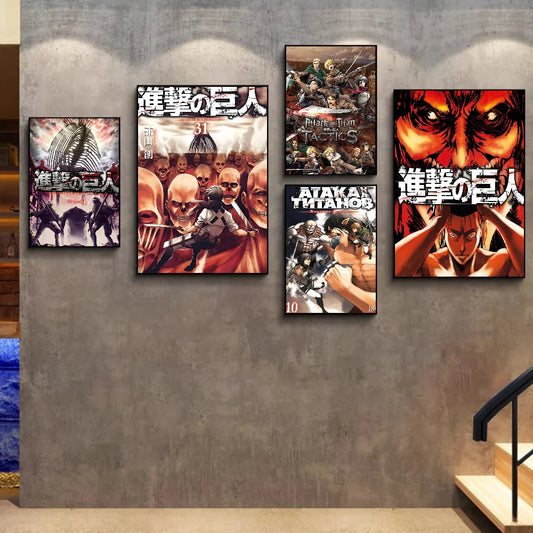 Attack on Titan Sticky Poster – Vintage Whitepaper Wall Art Print