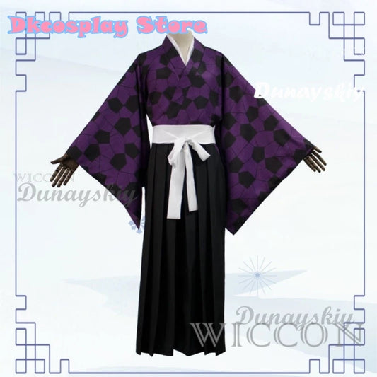Kokushibo Cosplay Costume – Purple Kimono & Tsugikuni Michikatsu Wig