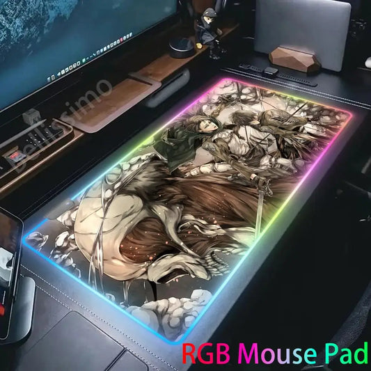 Attack on Titan RGB LED Mouse Pad – Large Anime Gaming Desk Mat