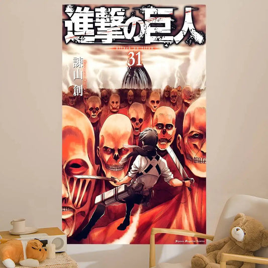 Attack on Titan Tapestry – Anime Wall Hanging for Dorm or Home Decor