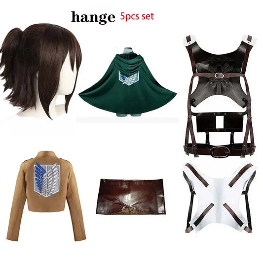 Attack on Titan Full Set Cosplay – Levi, Mikasa, Eren & Hange Costumes