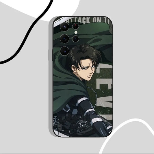 Levi Attack On Titan Phone Case – Silicone Black Shell for Samsung Models