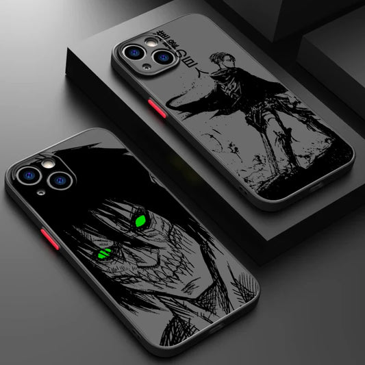 Attack on Titan Frosted Translucent Phone Case – Cool Comic Art for iPhone