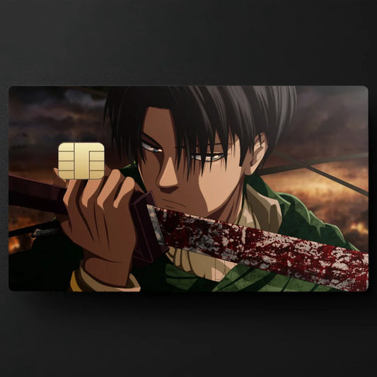 Levi Ackerman Card Skin – Matte Sticker for Credit & Debit Cards